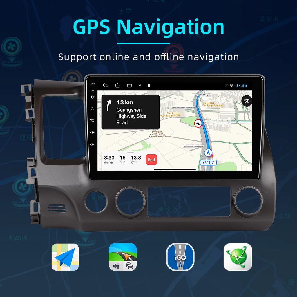 10.1 inches Android 10 Double Din Car Stereo for Honda Civic 2006-2011 IPS Touchscreen Screen Car Radio with Carplay & Android Auto Support Backup Camera GPS Navi FM BT