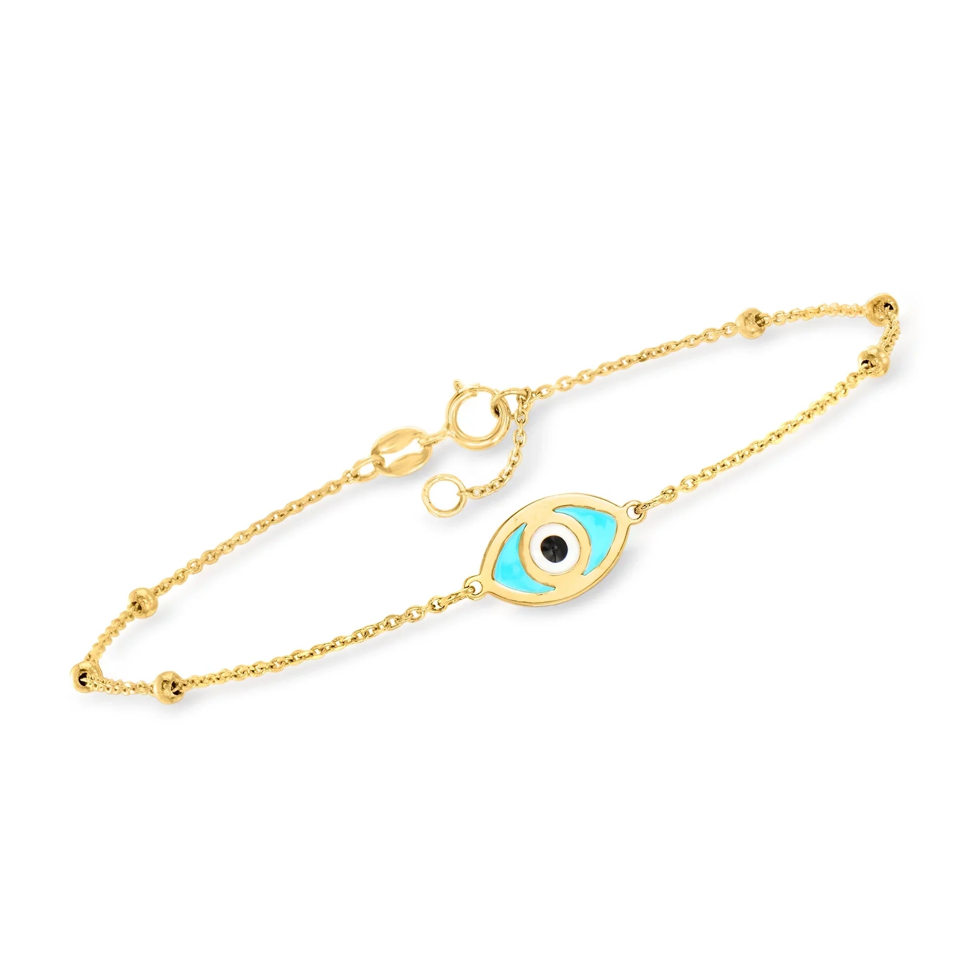 RS Pure by Ross-Simons Italian 14kt Yellow Gold Evil Eye Bracelet With Multicolored Enamel, Women's, Adult