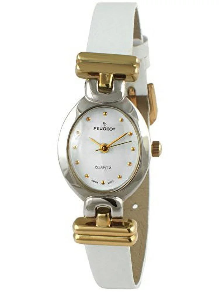 Vintage Oval White Leather Watch 380-23