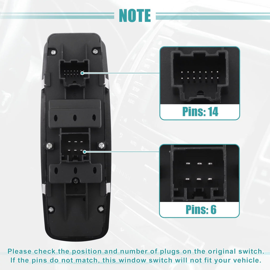 Unique Bargains Front Left Driver Side Master Power Window Switch for Dodge Journey 2017 2018 2019 68307001AA Black