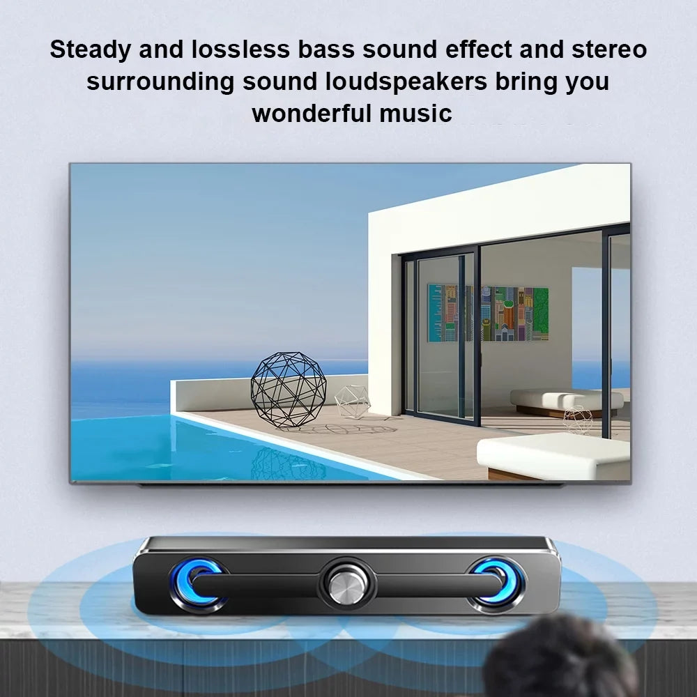 V-111 Computer Speaker USB Wired Powerful Bar Stereo Subwoofer Bass Speaker Surround Sound Box for PC Laptop Phone Tablet MP3 MP4