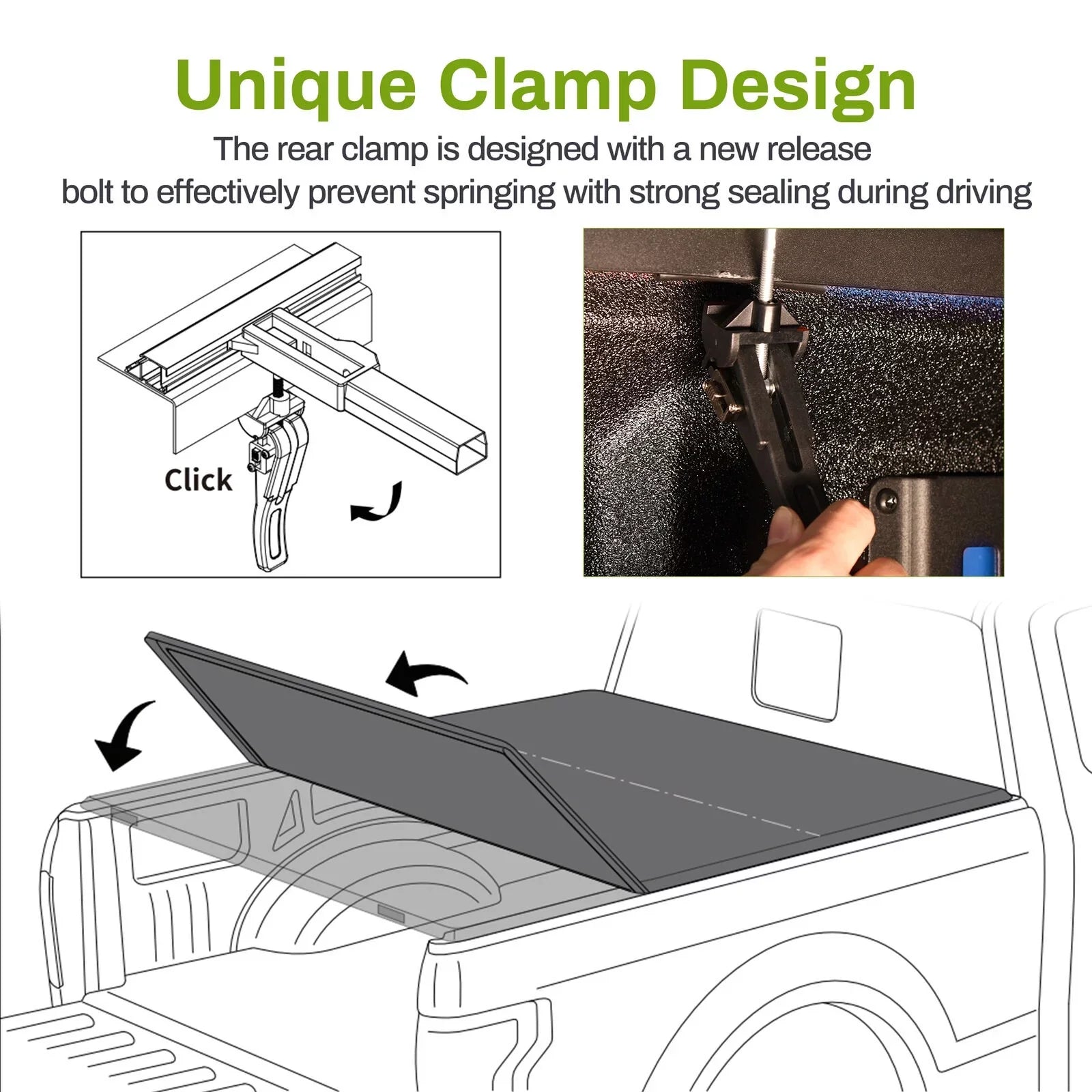 Ledkingdomus 5.7ft Soft Tri-fold Truck Bed Tonneau Protection for 09-23 Dodge Ram 1500 Without Rambox