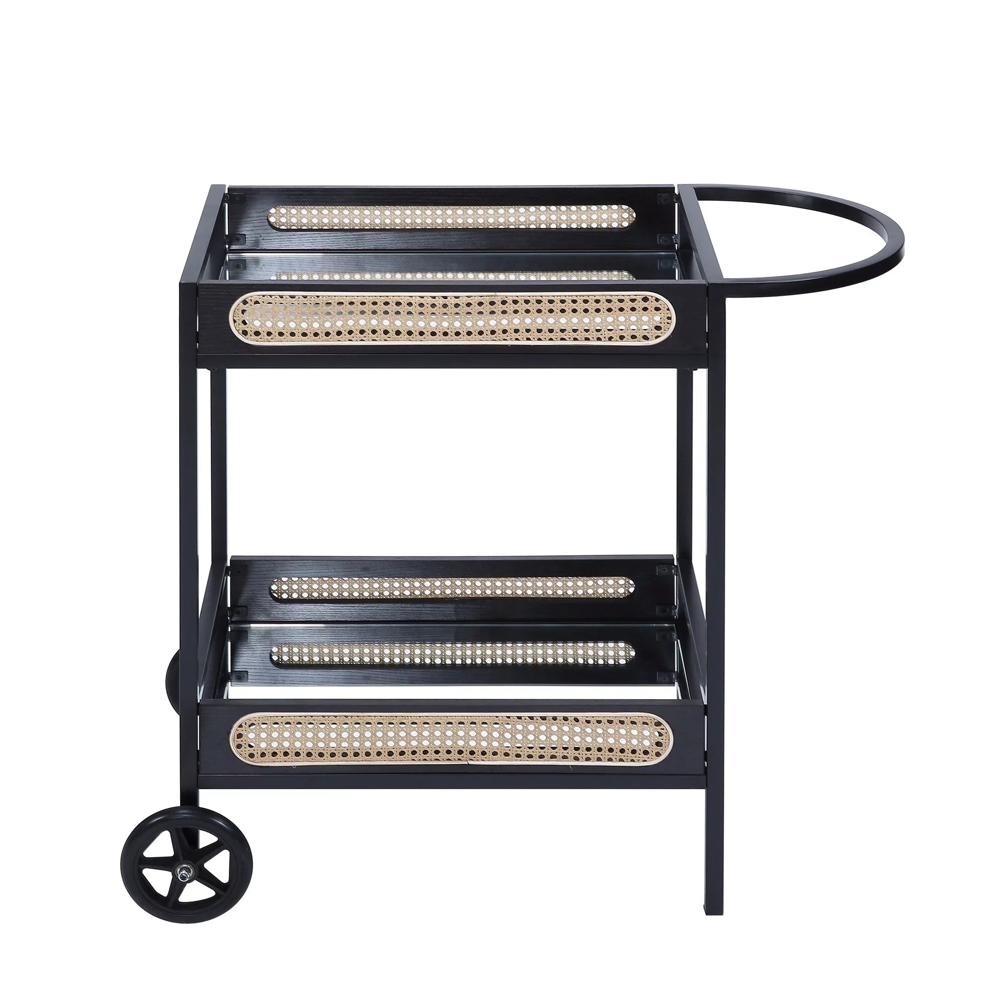 BESTCOSTY Kitchen Carts Serving Cart, Black Finish Metal & Wood
