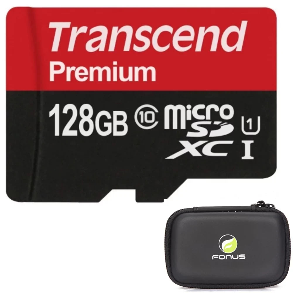 128GB Memory Card with Zipper Case (Not a phone case) - Transcend High Speed MicroSD Class 10 MicroSDXC Matching for ZTE Axon 9 Pro, Blade Vantage 2,Spark,Max 3,2S, M, Force, ZPad 8 - Q7G