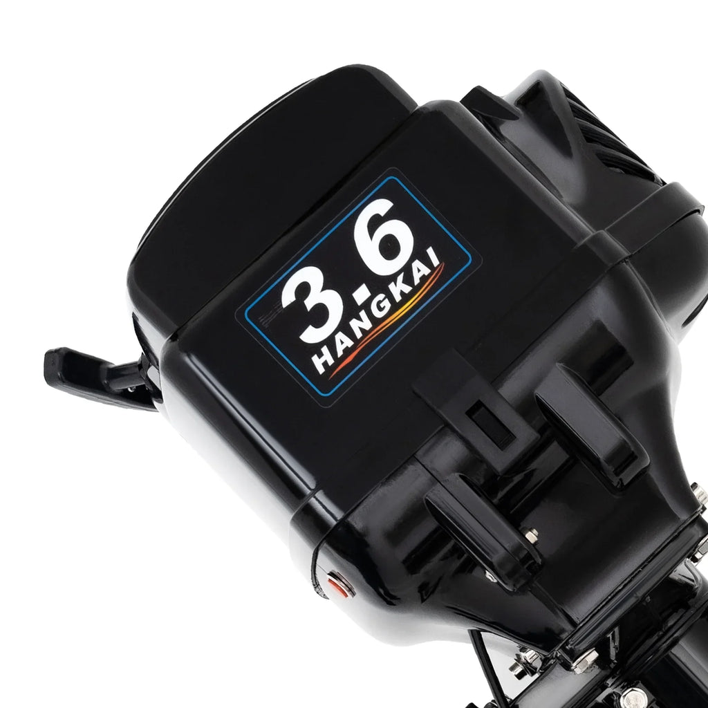 2 Stroke 3.6 HP Gasoline Outboard Motor, 55cc Fishing Ship Engine with Water Cooling System Clutch Control Black