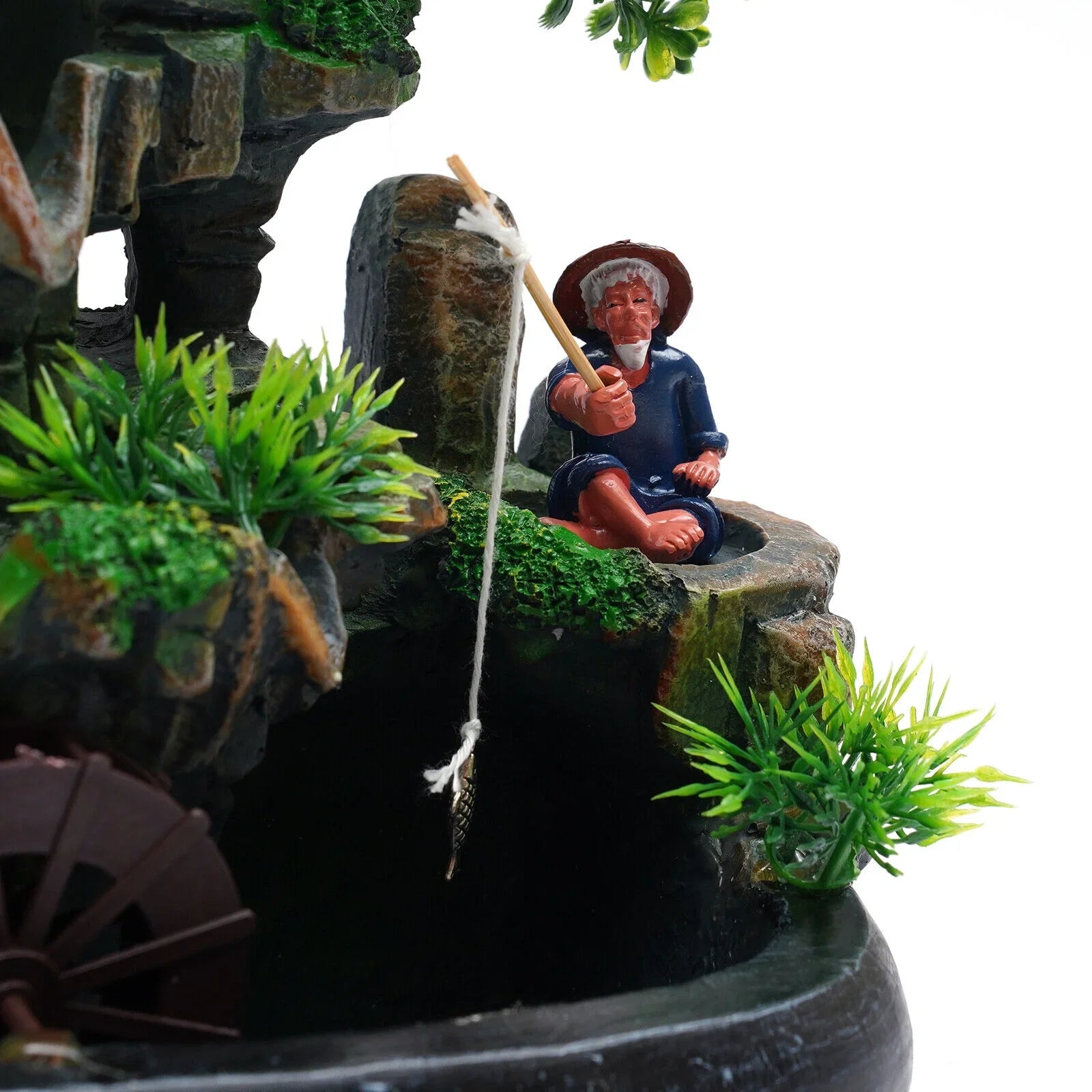 ZhdnBhnos Rockery Waterfall Water Fountains Desktop Ornament Indoor Feng Shui Zen Table Decoration with LED Light