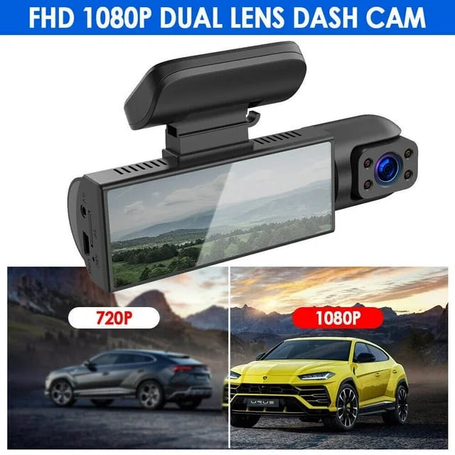 Xhy Car Dash Cam Dual Lens 1080P HD DVR Front or Inside Video Camera Driving Recorder Night Vision G-Sensor, Motion Detection