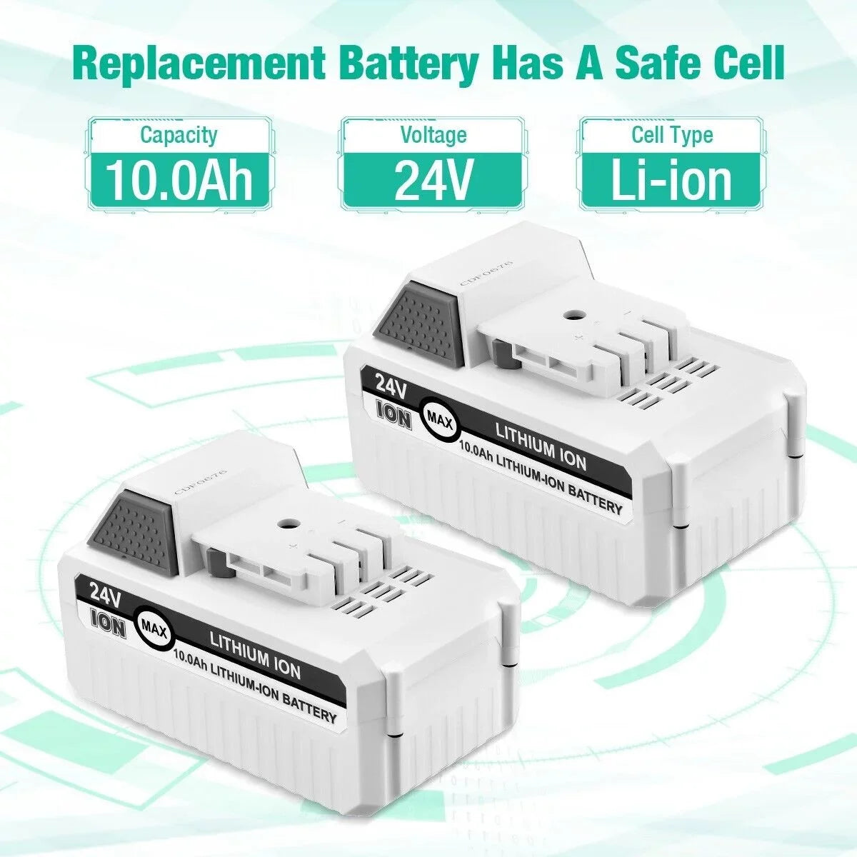 2Packs 10000mAh Li-ion Battery Matching with Sun Joe and Snow Joe 24V Battery for 24VBAT-LTX 24VBAT-LTW 24VBAT-LTE 24VBAT-LT 24VBAT 24V-X2-SB18 iON+ System for All Joe iON+ 24V Cordless Snow Blower