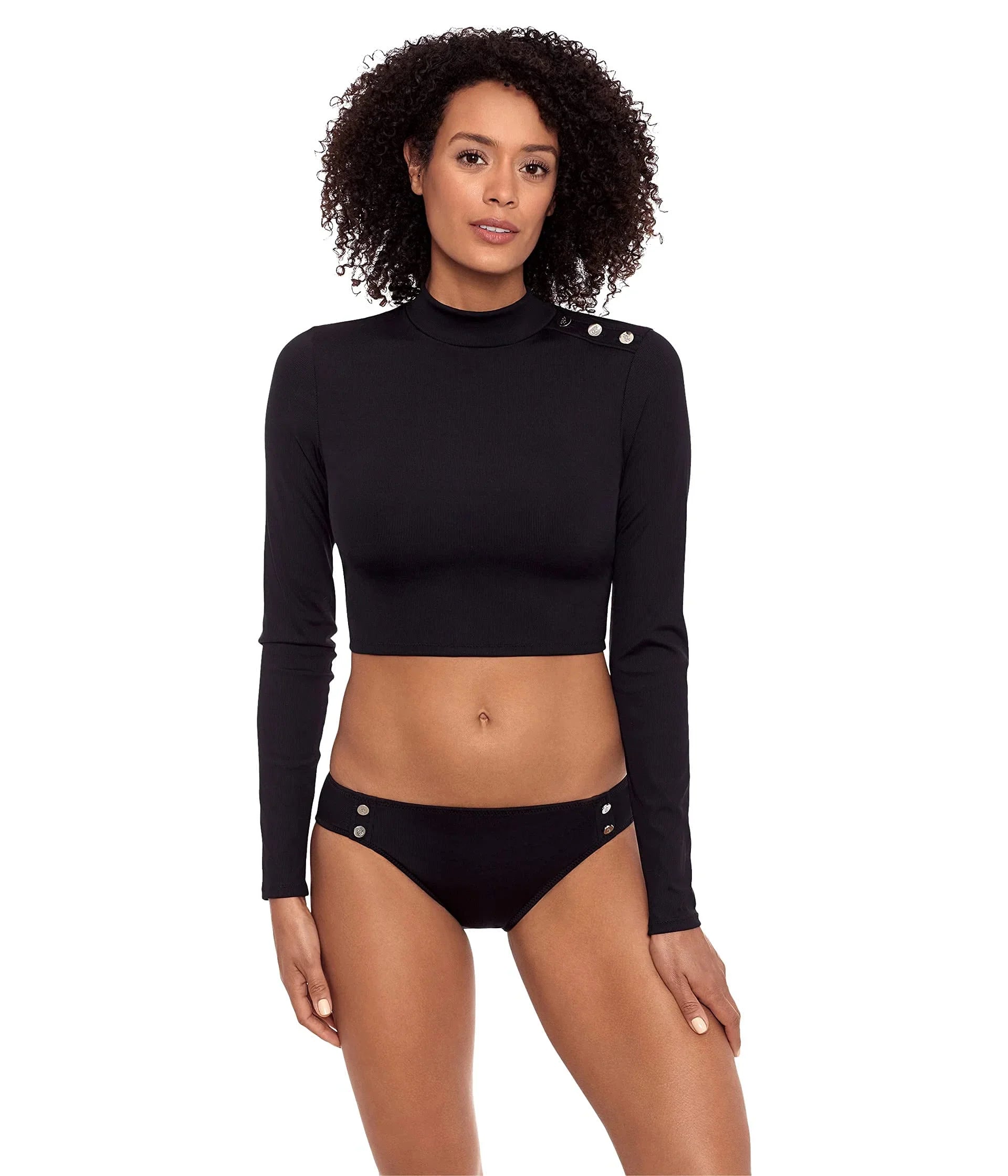 LAUREN Ralph Lauren Rib Solids Button Side Tab Hipster Black 10