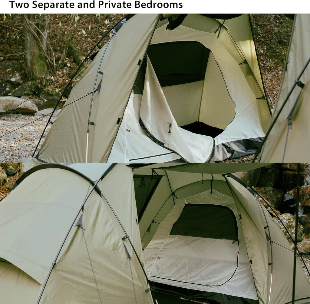 YANPO Glamping Tent with Porch, 2/3/4/5/6 Person Strong Climate Camping Tent, Large Family Tent with Room Divider, Easy Setup Tent with Screen Room