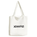 Special Handwriting English Name JENNIFER Tote Canvas Bag Shopping Satchel Casual Handbag