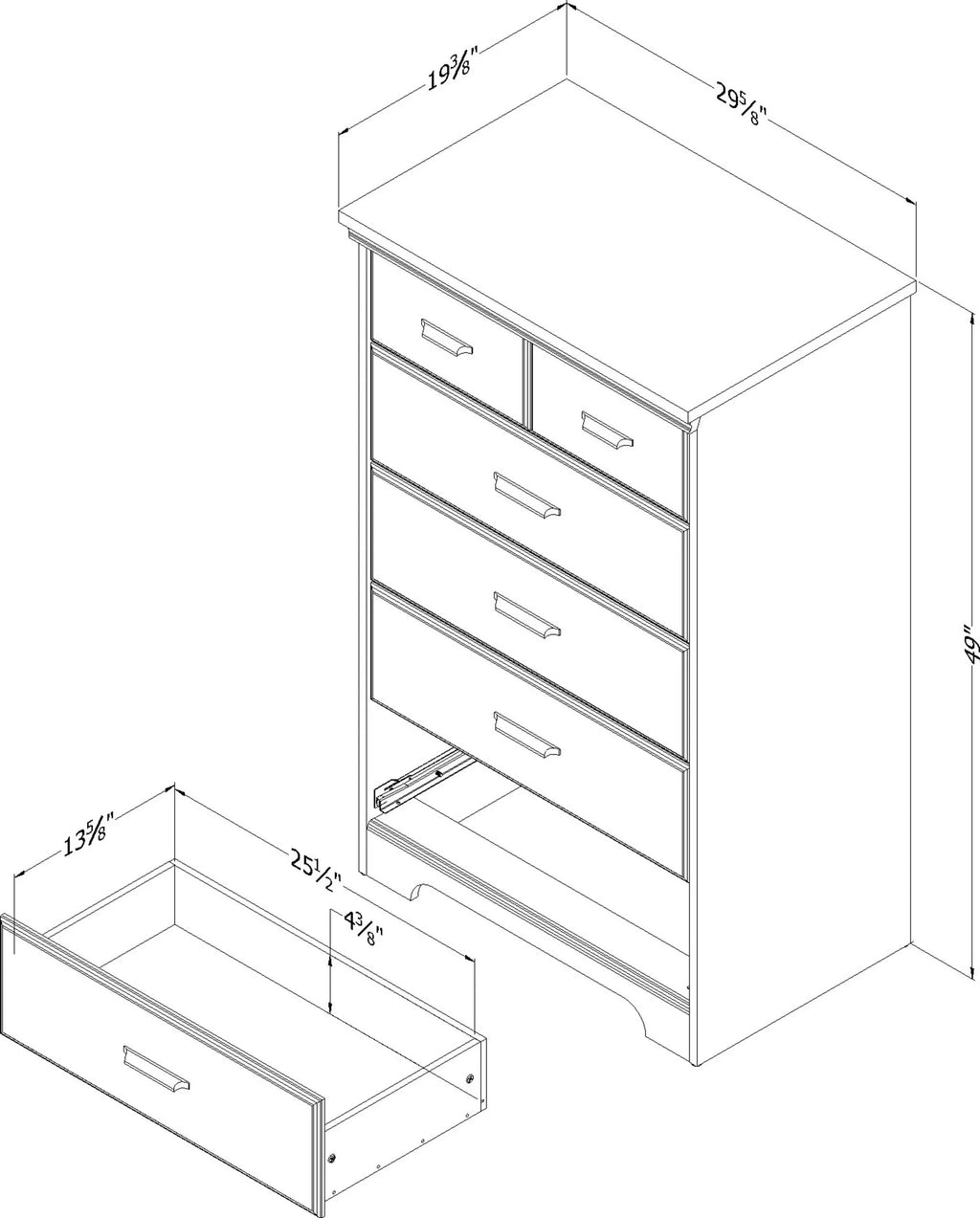 South Shore Versa Traditional 5-Drawers Dresser Rubbed Black