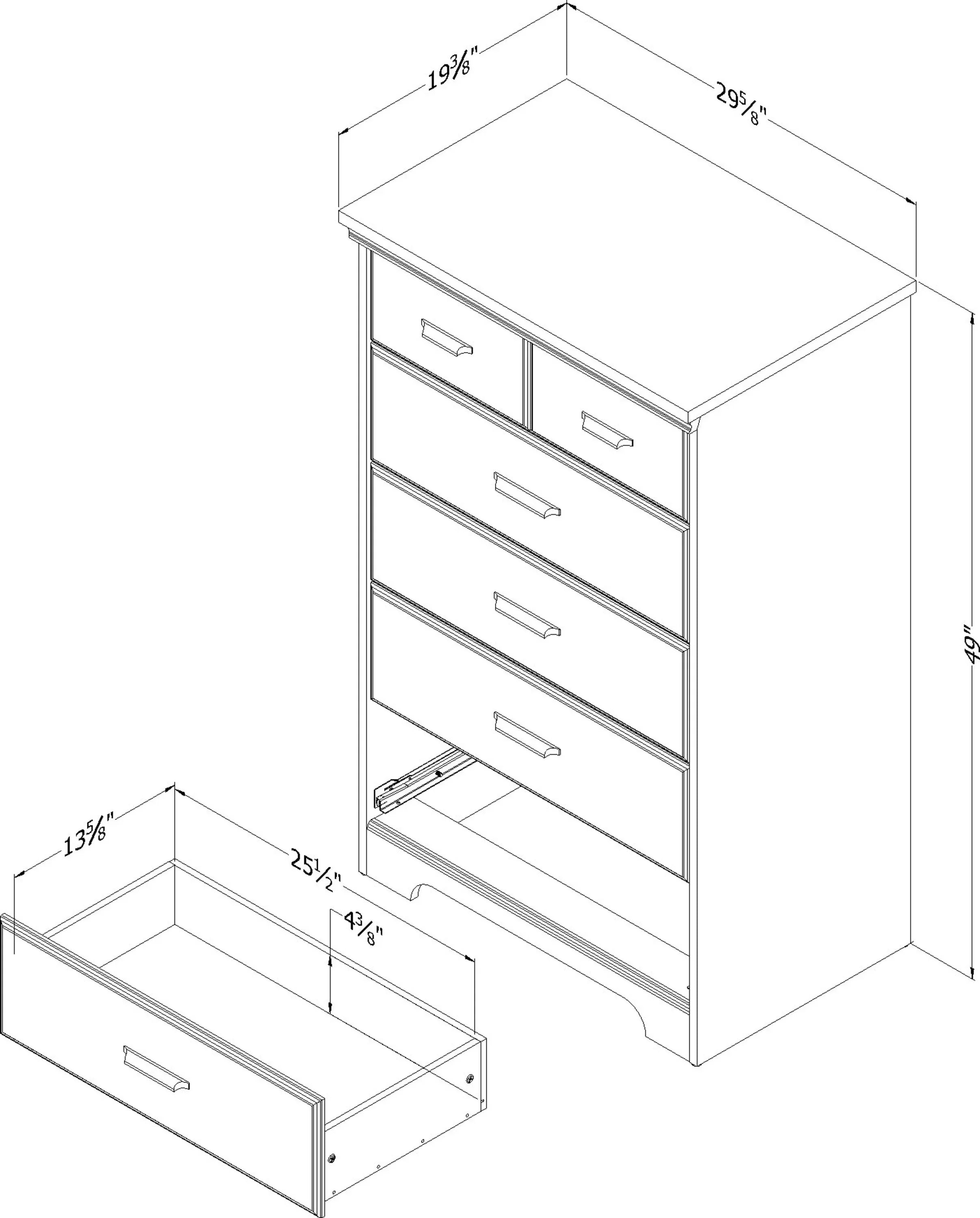 South Shore Versa Traditional 5-Drawers Dresser Rubbed Black