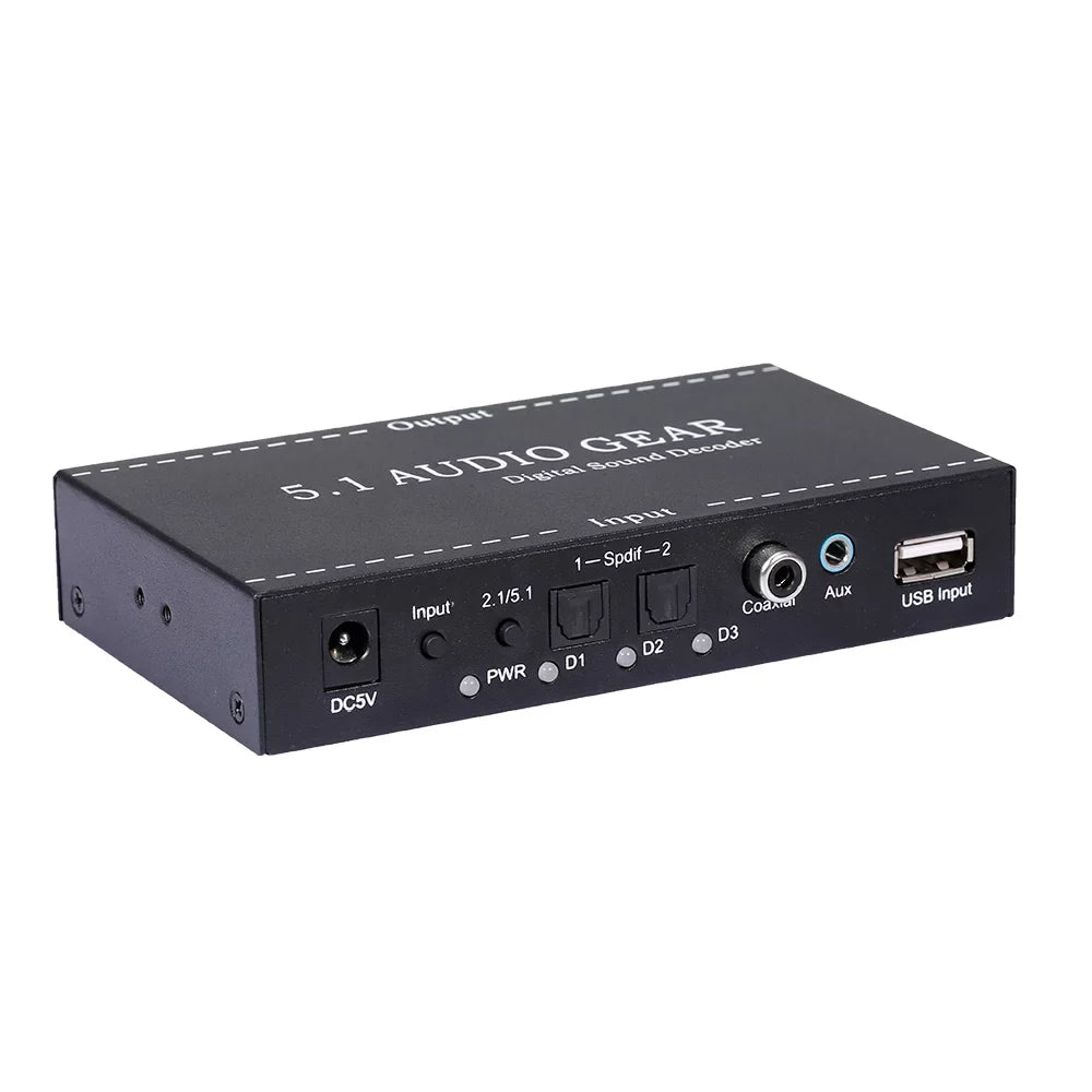 Nebublu NK-A6L 5.1 Audio Gear Digital Sound Decoder, Dolby Digital AC-3 Converter, 3.5mm Audio Output, Home Theater Audio Gear Replacement