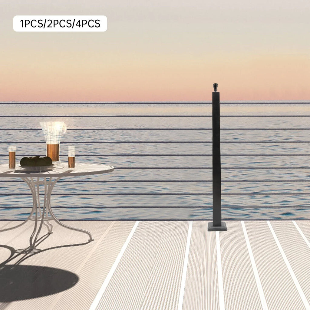 Cable Railing Post 36''x2''x2'' Stainless Steel Square Fence Post Level Two Sides Pre-Drilled for Wood Concrete Level Deck Cable Railing System