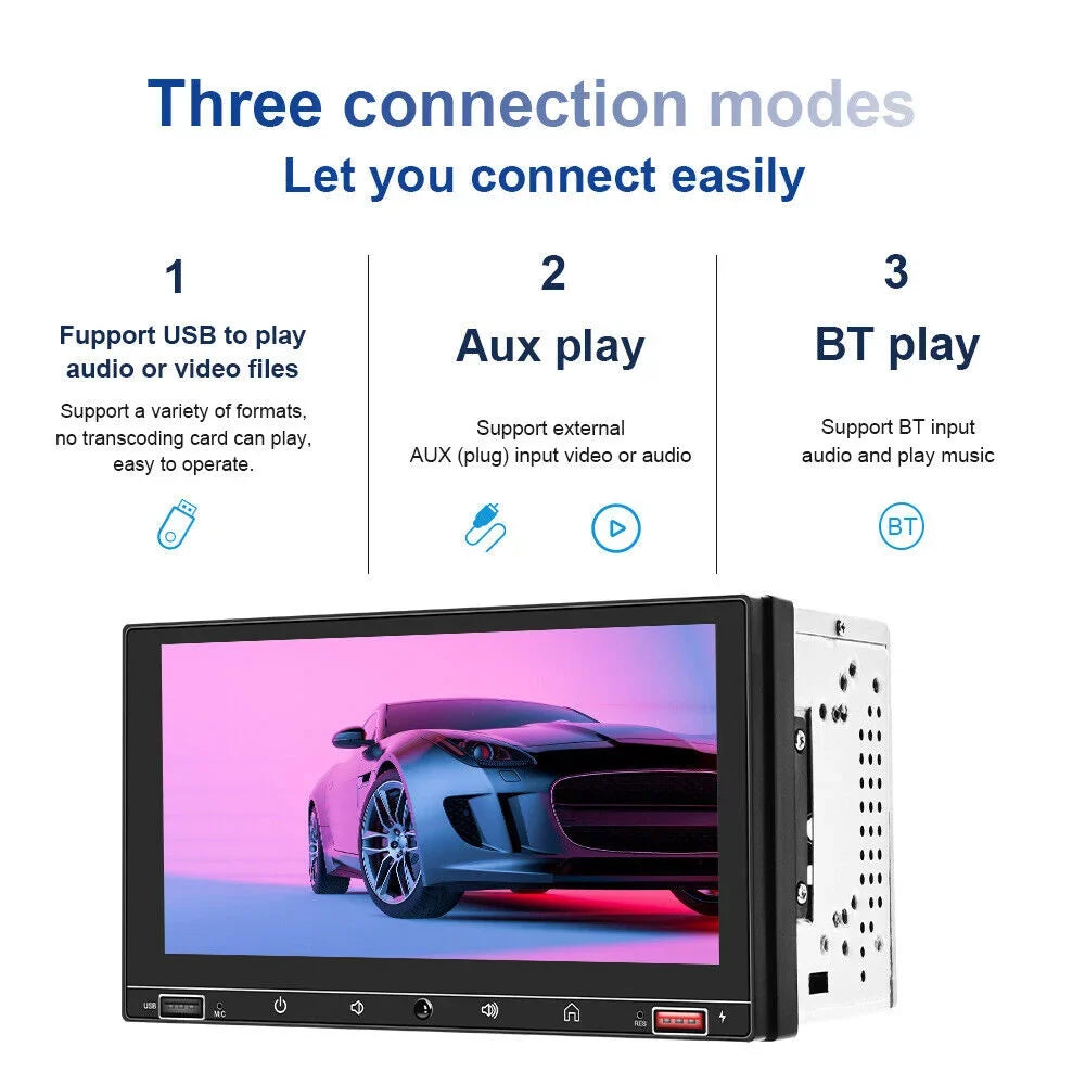 KingFurt Car Stereo with Apple Carplay & Android Auto Play MP5 Camera 7" HD Screen, FM Radio, Mirror Link