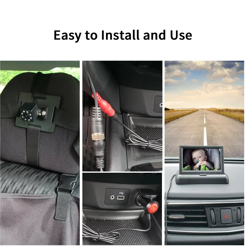Radirus Car Baby Camera, Crystal Clear View Monitor with Infrared Night Vision, Excellent for Rear Facing Seat