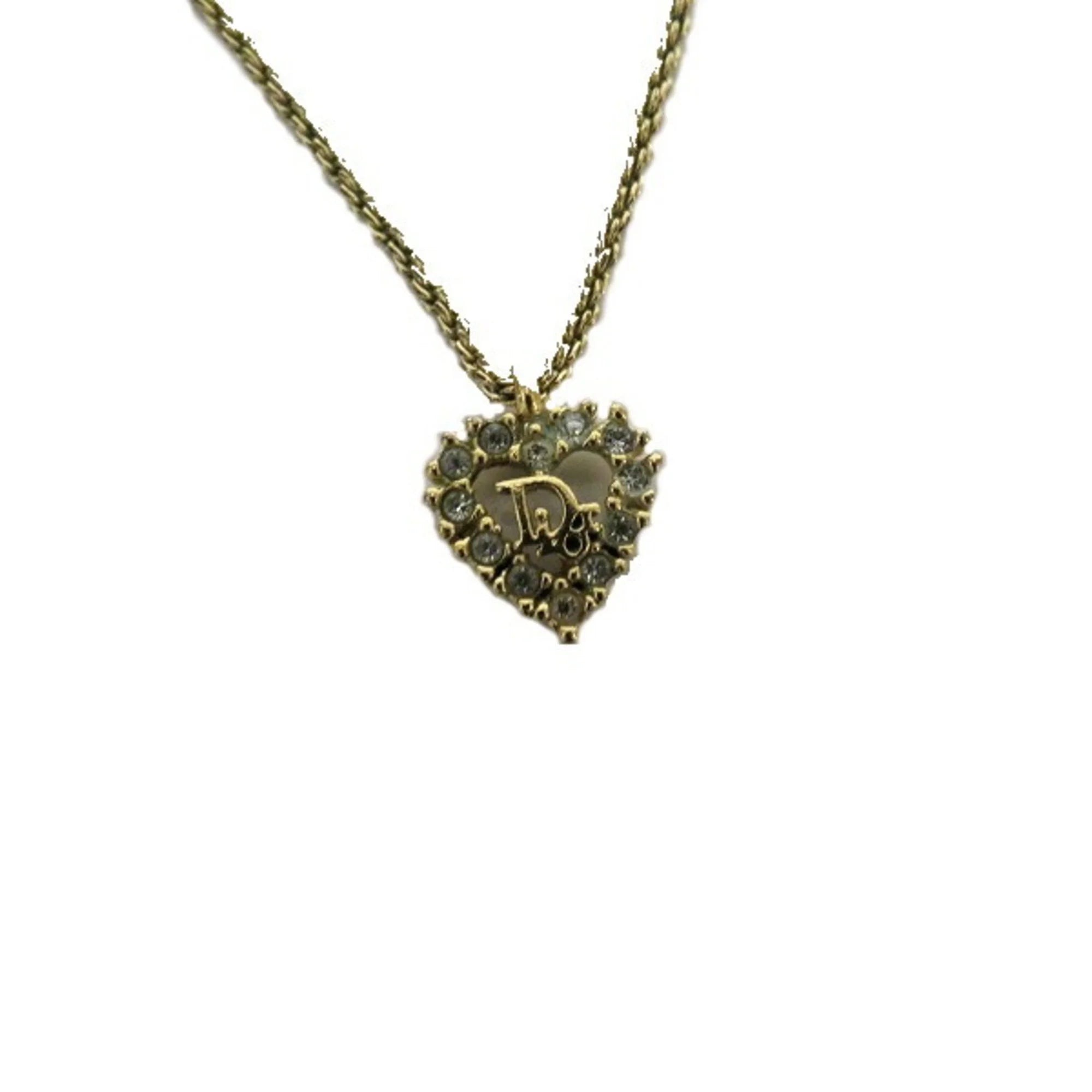 Pre-Owned Christian Dior Heart Motif Gold Accessory Necklace for Women (Good)