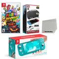 Nintendo Switch Lite Console Turquoise with Super Mario 3D World + Bowser’s Fury, Accessory Starter Kit and Screen Cleaning Cloth Bundle - Import with US Plug