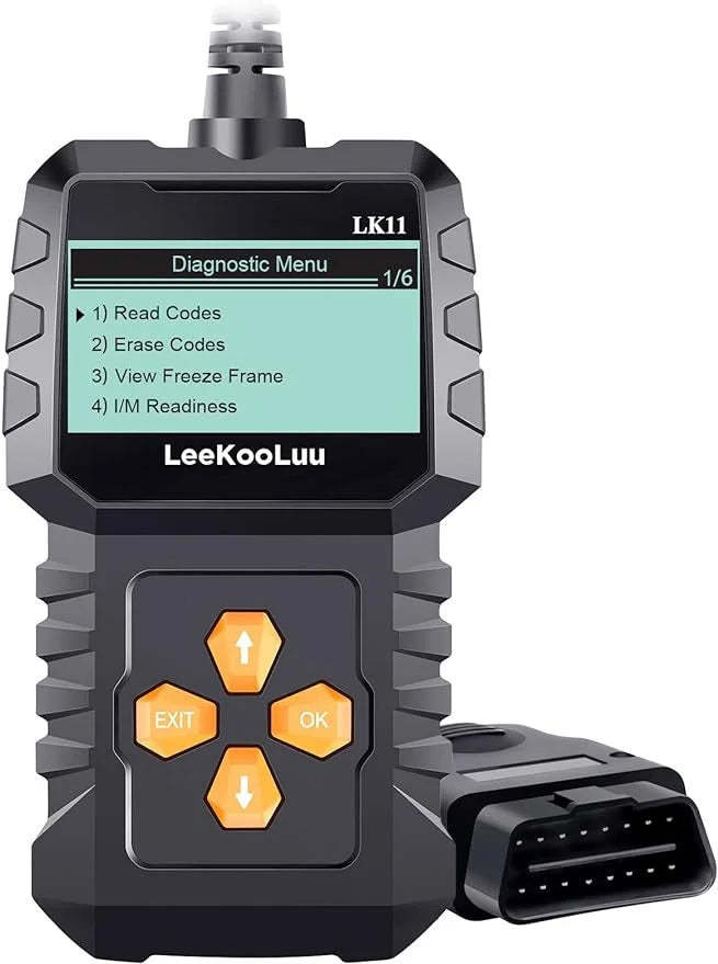 OBD2 Scanner Clear Reset Engine Alert Code - Plug and Play Easy to Setup Use Professional Code Reader Scan Diagnostic for Cars Since 1996 with Freeze Frame/I/M Readiness - LeeKooLuu LK11
