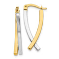 Real 14kt Two-tone Hinged Tube Earrings; for Adults and Teens; for Women and Men