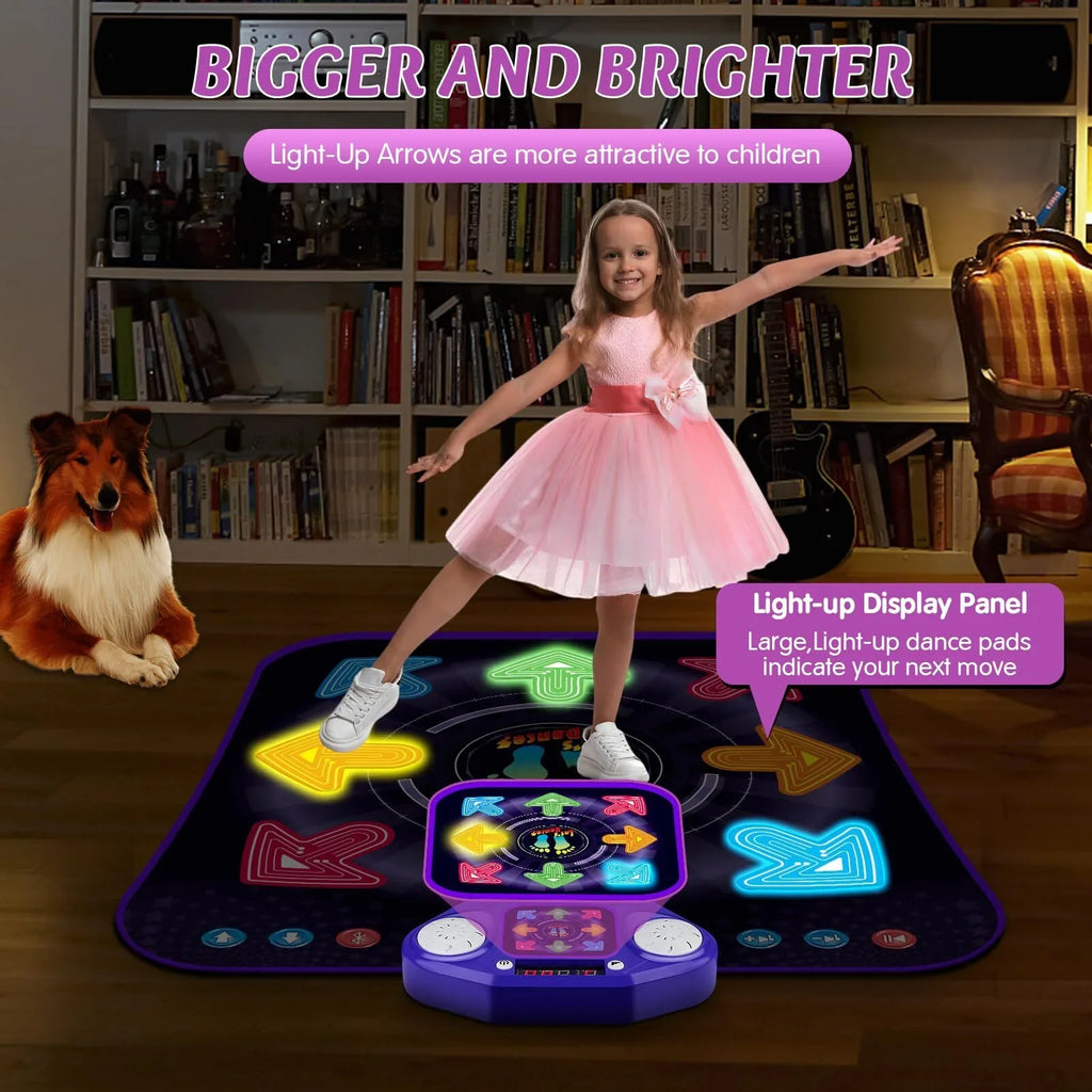 PAFOLO Dance Mat Toys for 3-12 Year Old Kids, Dance Pad with Light Up 8-Buttons & Wireless Bluetooth, Music Dance Toy with 5 Game Modes, Easter Xmas Gifts for 3 4 5 6 7 8 9 10+ Year Old Girls Boy