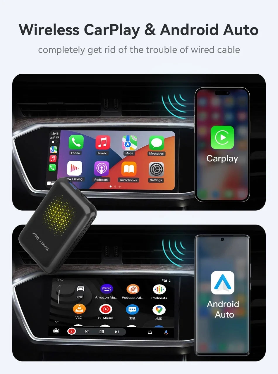 Biniz Carplay AI Box Android 11, Wireless Android Auto Multimedia Video Box with Netflix YouTube HDMI Output，8 Core, 2+16G Magic Box Carplay Support 4G SIM/TF Card,for Cars with Factory Wired Carplay