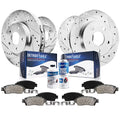 Detroit Axle - Brake Kit for 2007-2017 Jeep Wrangler Front & Rear Drilled Slotted Brakes Rotors Ceramic Brake Pads 2008 2009 2010 2011 2012 2013 2014 2015 2016 Replacement : 11.89'' Front Rotor