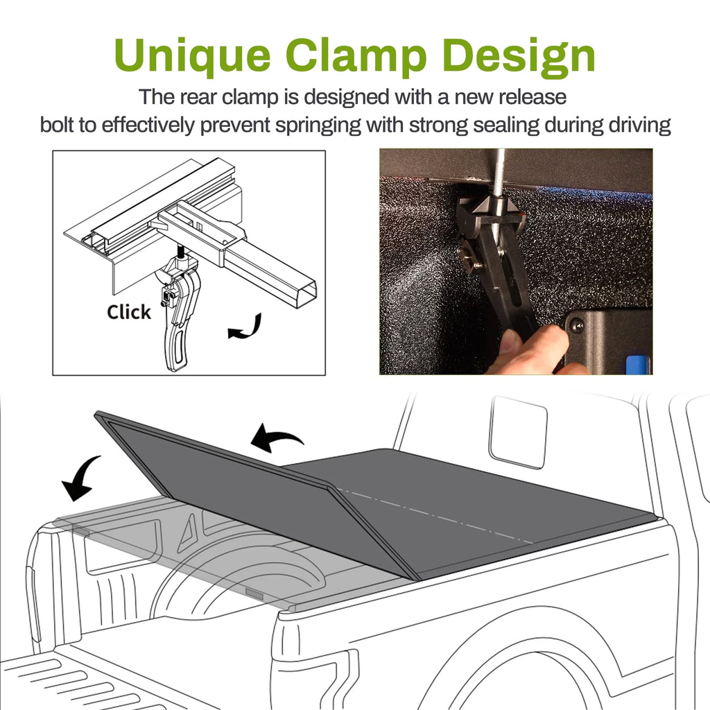 Ledkingdomus 5.7ft Soft Tri-fold Truck Bed Tonneau Protection for 09-23 Dodge Ram 1500 Without Rambox