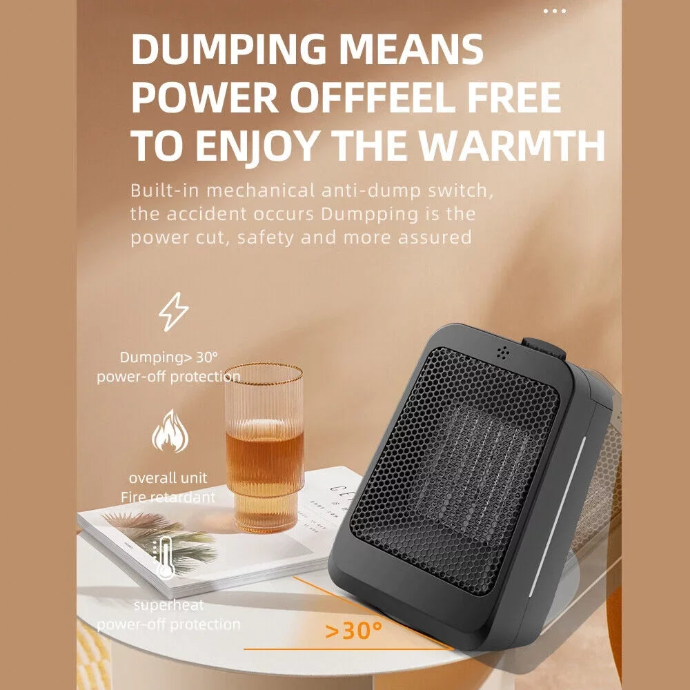 JahyShow Portable Space Heater - Keep Warm Anywhere - Adjustable Thermostat, 3 Modes - Black Office and Home Heater