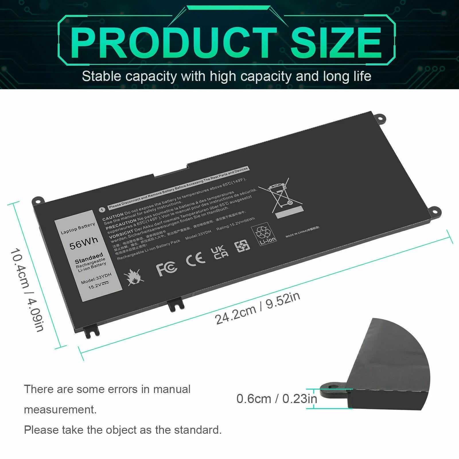 33YDH PVHT1 Laptop Battery for (G3 G5 G7) 15 3579 5587 7588/17 3779