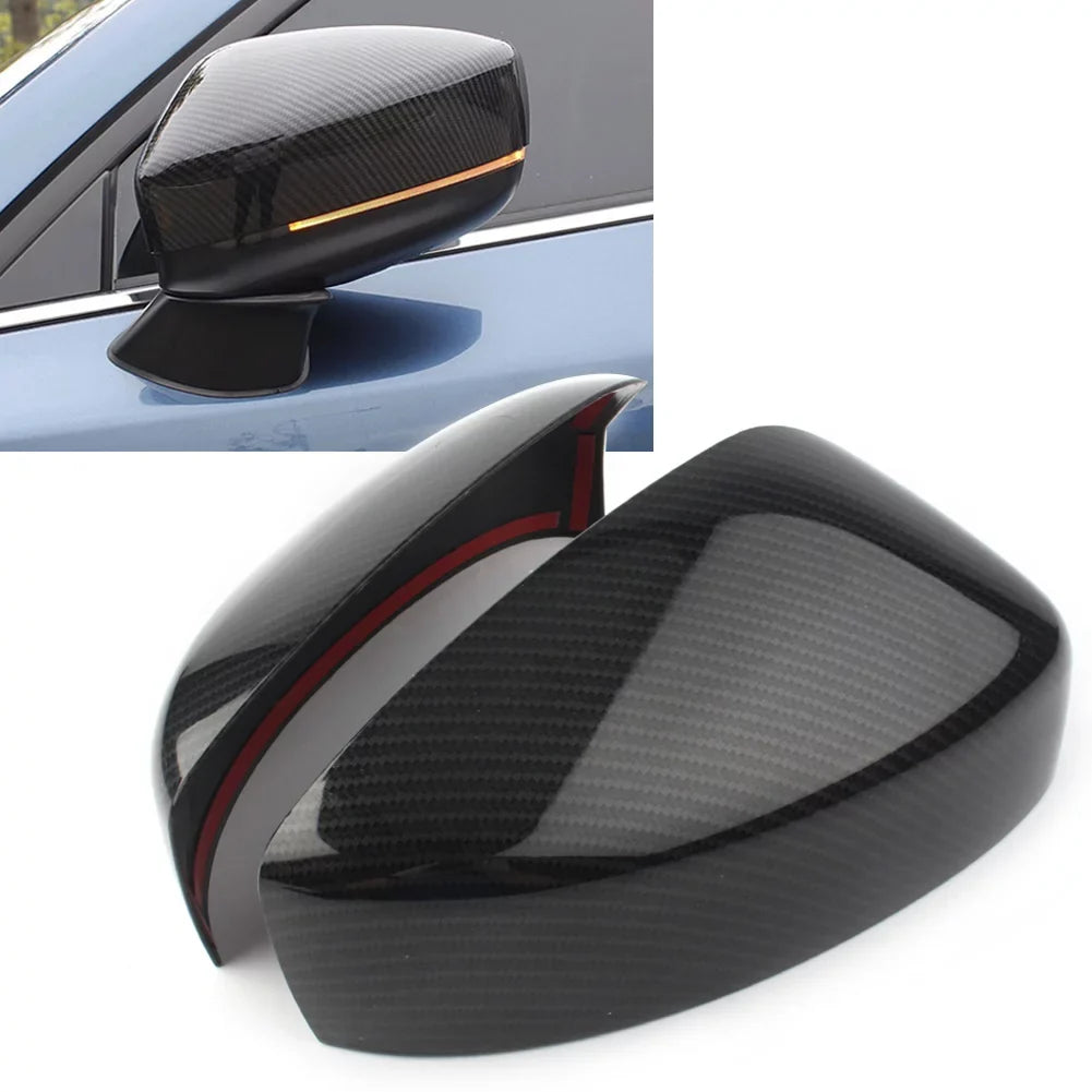 BFY Car Rearview Rear View Mirror Shield Trim For 2017 2018 2019 Mazda CX-5 ABS 2Pcs Carbon Fiber Styling