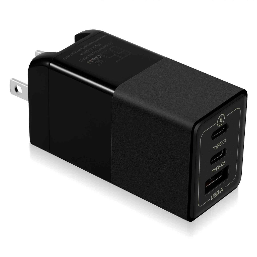 UrbanX 65W Fast Travel Charger with 3 Ports - USB & Dual USB-C - High-Speed Charging Fitting with Coolpad Cool S1, iPhone, Samsung Galaxy, Google Pixel, MacBook, Steam Deck, Laptops & Phones