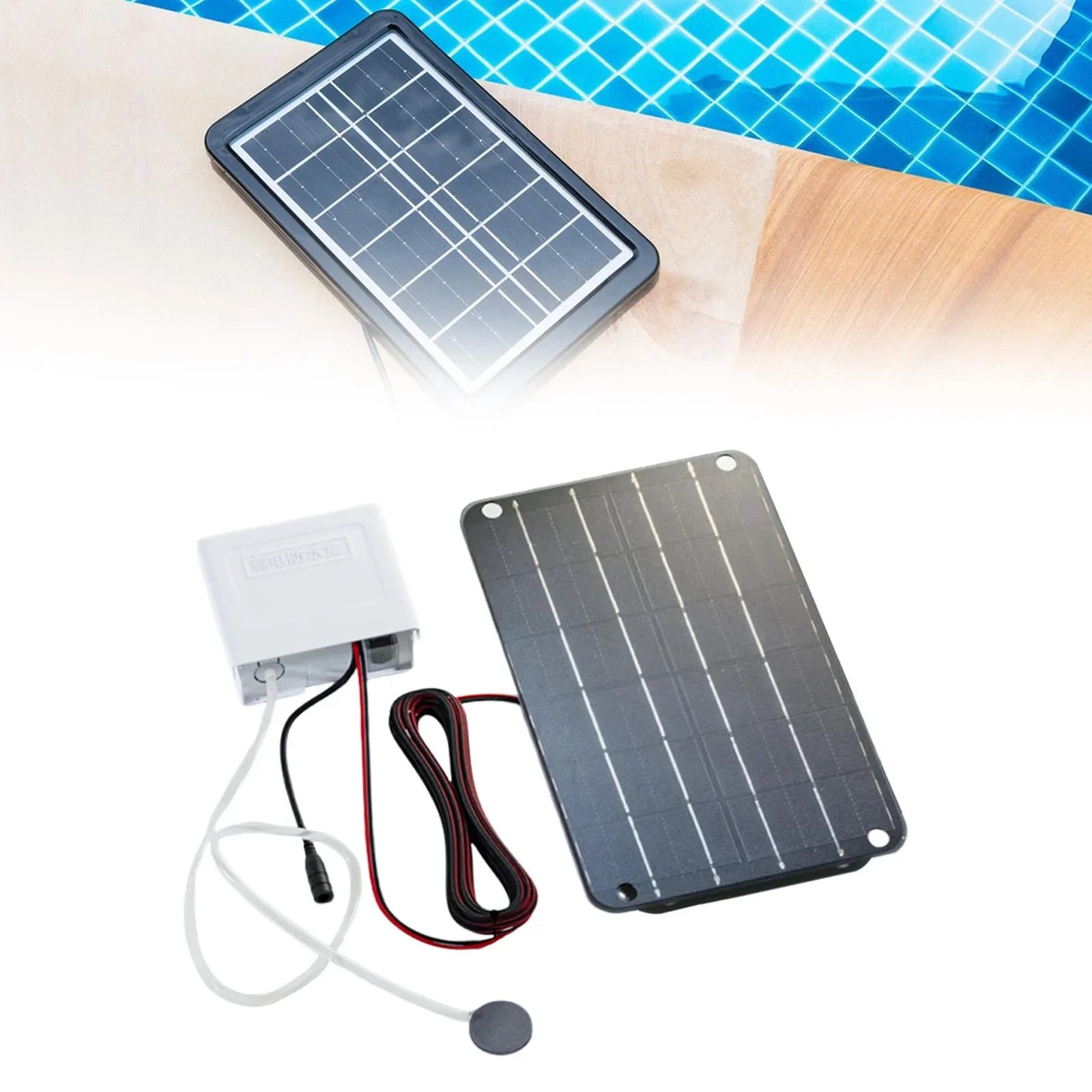 SunniMix Solar Air Pump,Aquarium Air Pump Oxygenator Silent Eco Friendly,6V Solar Pond Aerator Solar Powered Pond Pump for Hydroponics
