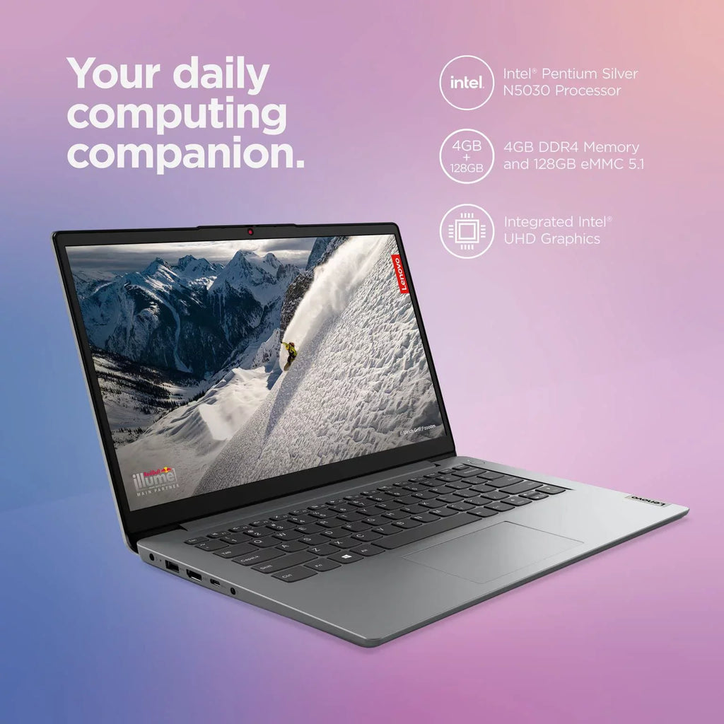 Lenovo 2022 Newest Ideapad 1i Laptop, 14 inch HD Display, Quad-Core Processor, 4GB RAM, 256GB Storage, Wi-Fi 6, Bluetooth, Cloud Grey, Windows 11 Home in S Mode