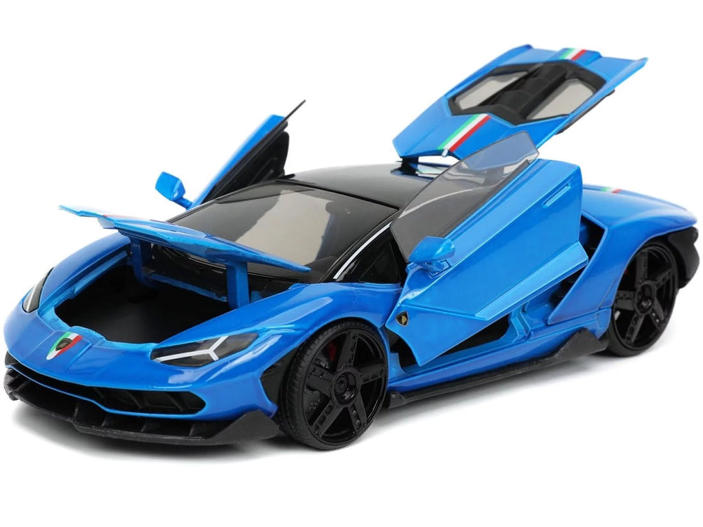 Lamborghini Centenario Blue with Black Top with Stripes "Hyper-Spec" Series 1/24 Diecast Model Car by Jada